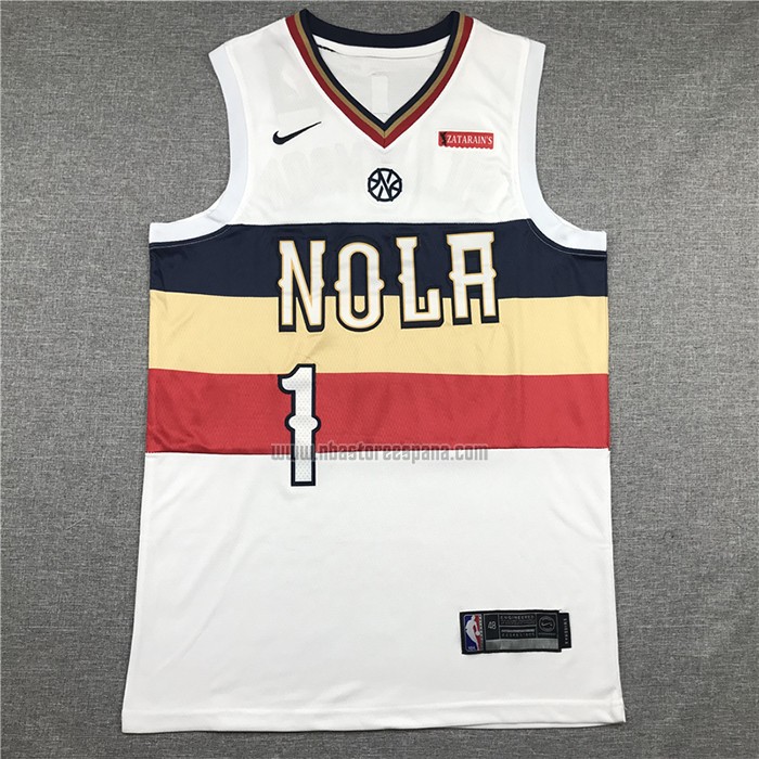 Camiseta New Orleans Pelicans Zion Williamson NO 1 Earned 2019-20 Blanco